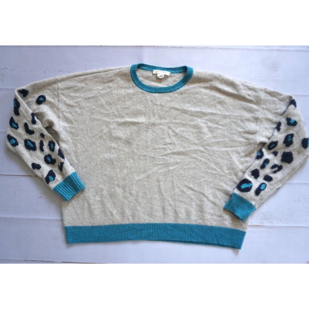 Duffy Leopard Sleeve Boxy Cashmere Sweater - Size M